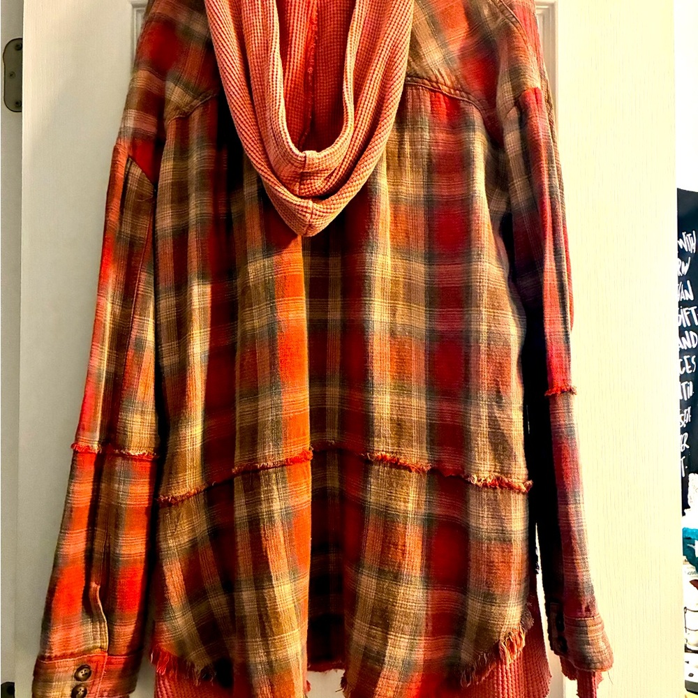 Oli & Hali Plaid Teddy Jacket - Red and Orange